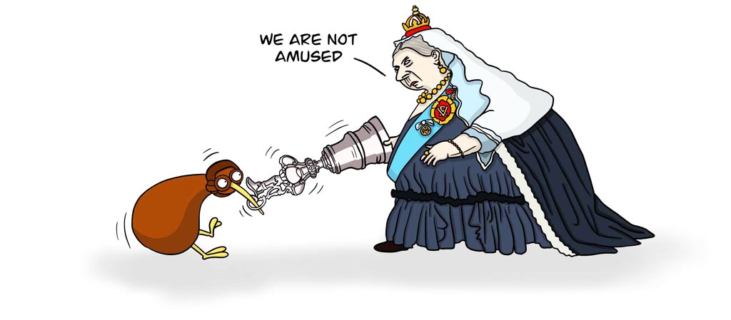 Queen Victoria versus Kiwi image